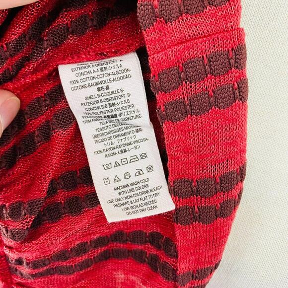 Free People Striped Lace Knit Tunic Brick Red Large - Picture 6 of 9